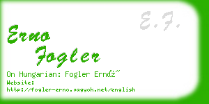 erno fogler business card